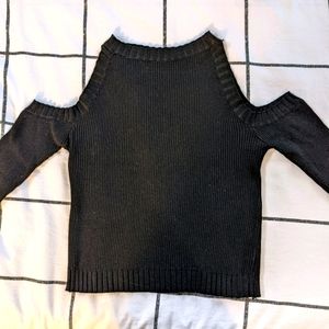 Ribbed Cold Shoulder Sweater
